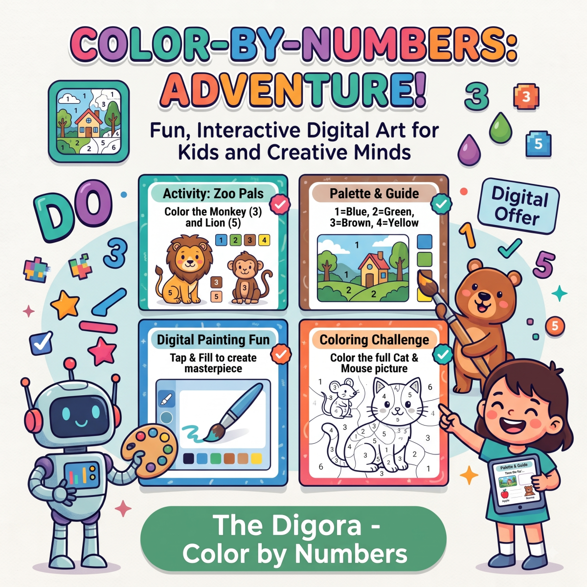 Color by Numbers for Kids | Fun & Educational Printable Coloring Worksheets