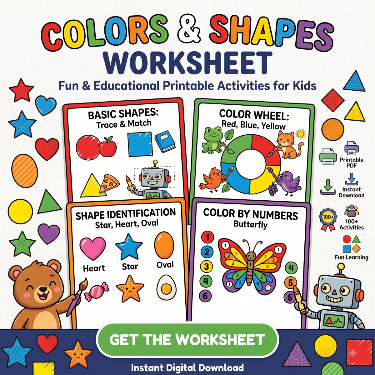 Colors & Shapes Worksheets for Kids | Fun Printable Learning Activities