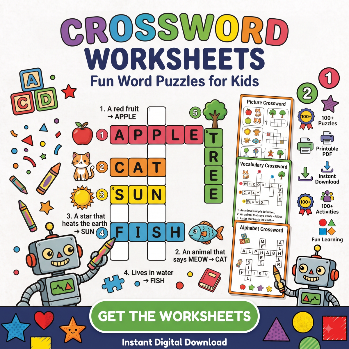 Crossword Worksheets for Kids | Fun Printable Word Puzzles