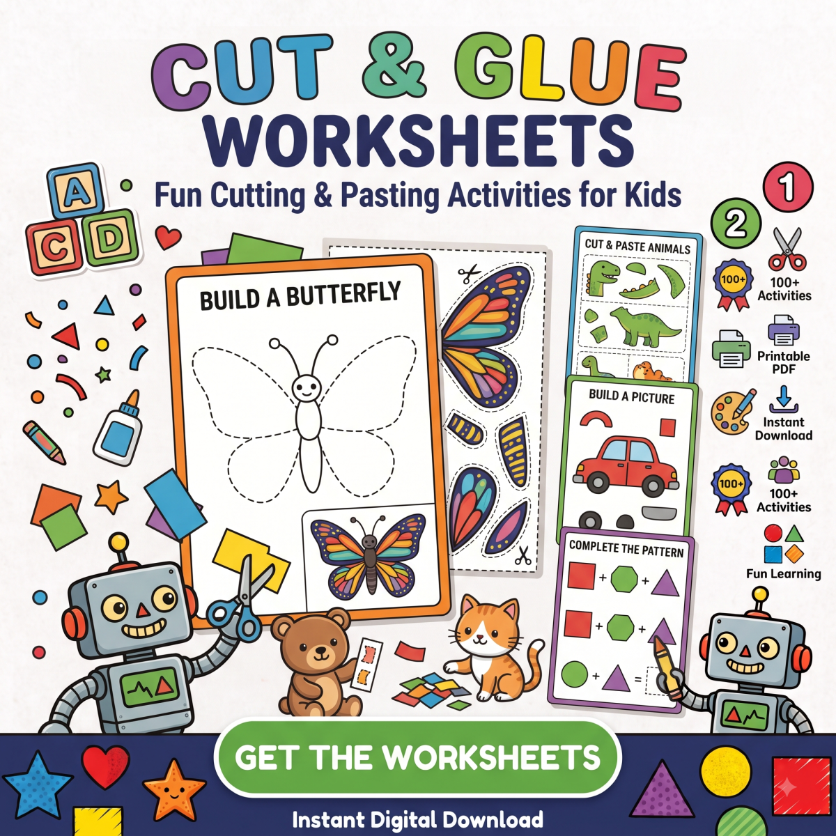 Cut and Glue Worksheets for Kids | Fun Printable Cutting & Pasting Activities
