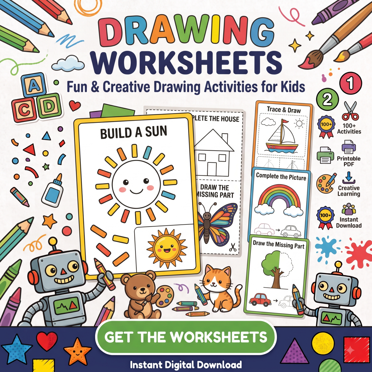 Drawing Worksheets for Kids – Fun Printable Drawing Activities