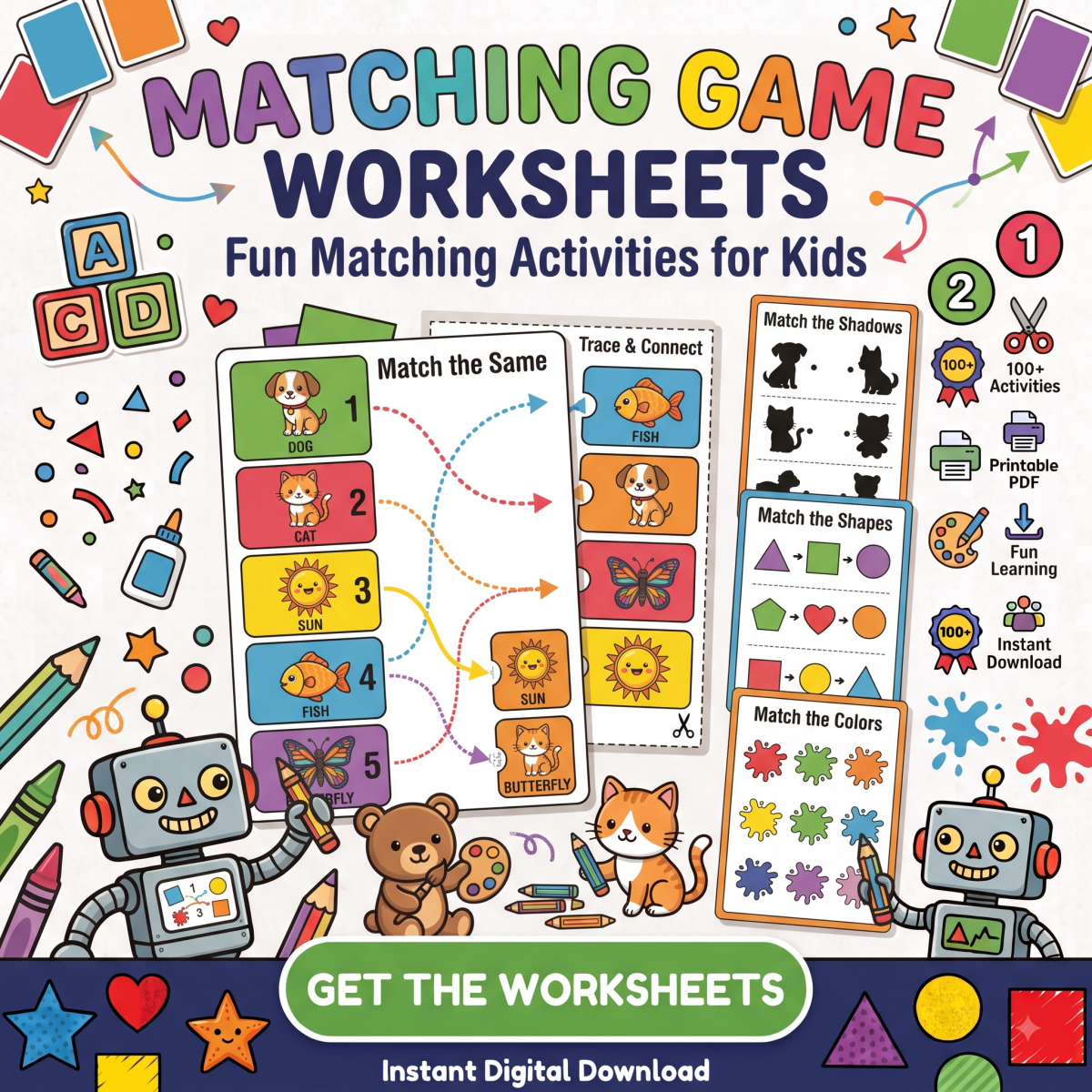 Matching Game Worksheets for Kids – Fun Printable Learning Activities
