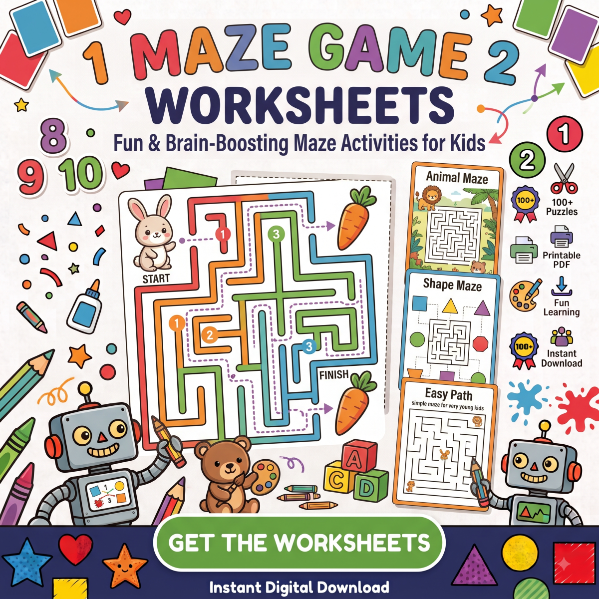 Maze Game Worksheets for Kids – Fun Printable Puzzle Activities