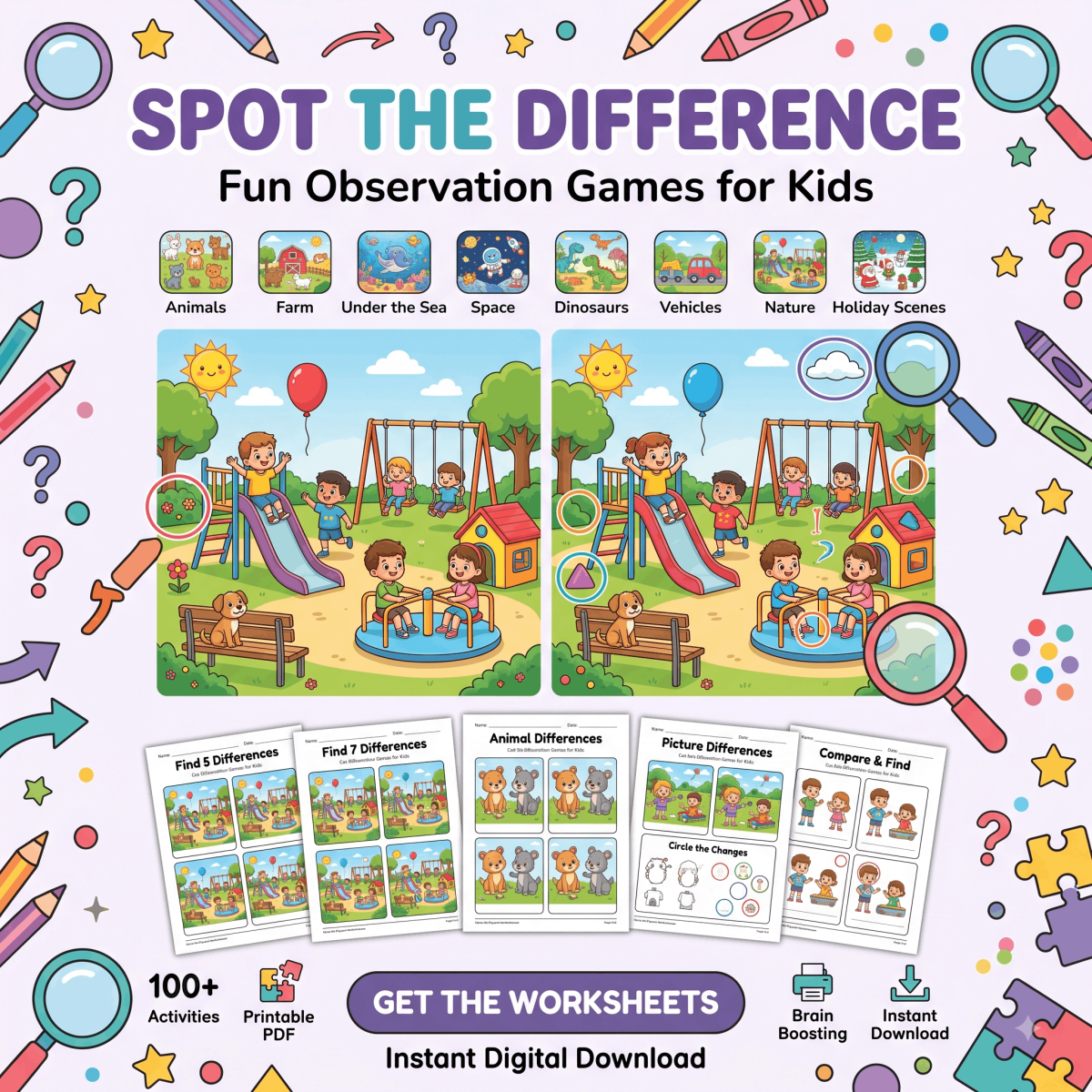 Spot the Difference Worksheets for Kids – Fun Printable Puzzle Activities